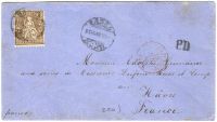 Sitzende Helvetia: Brief von Basel nach H&acirc;vre/France 1868